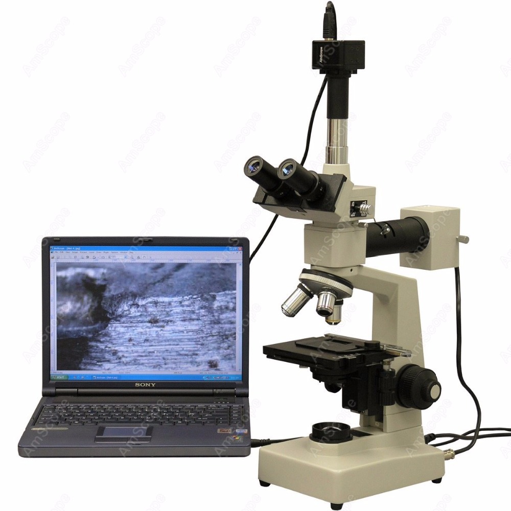 Microscope Compound 40X - AmScope 금속공학용 삼안 복합 현미경 40X-1600X
