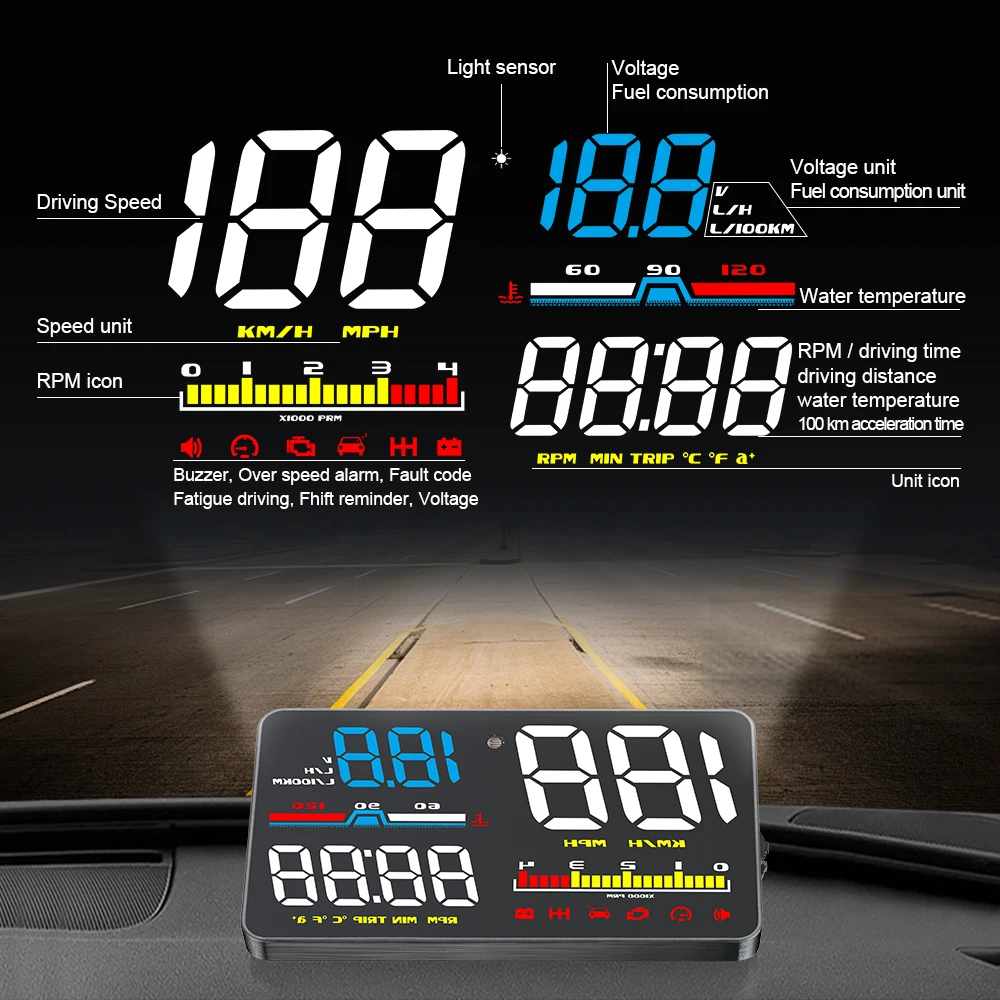 D5000 디지털 OBD2 자동차 앞유리 프로젝터 OB - Anemometer Wind Speed 리뷰 및 가격
