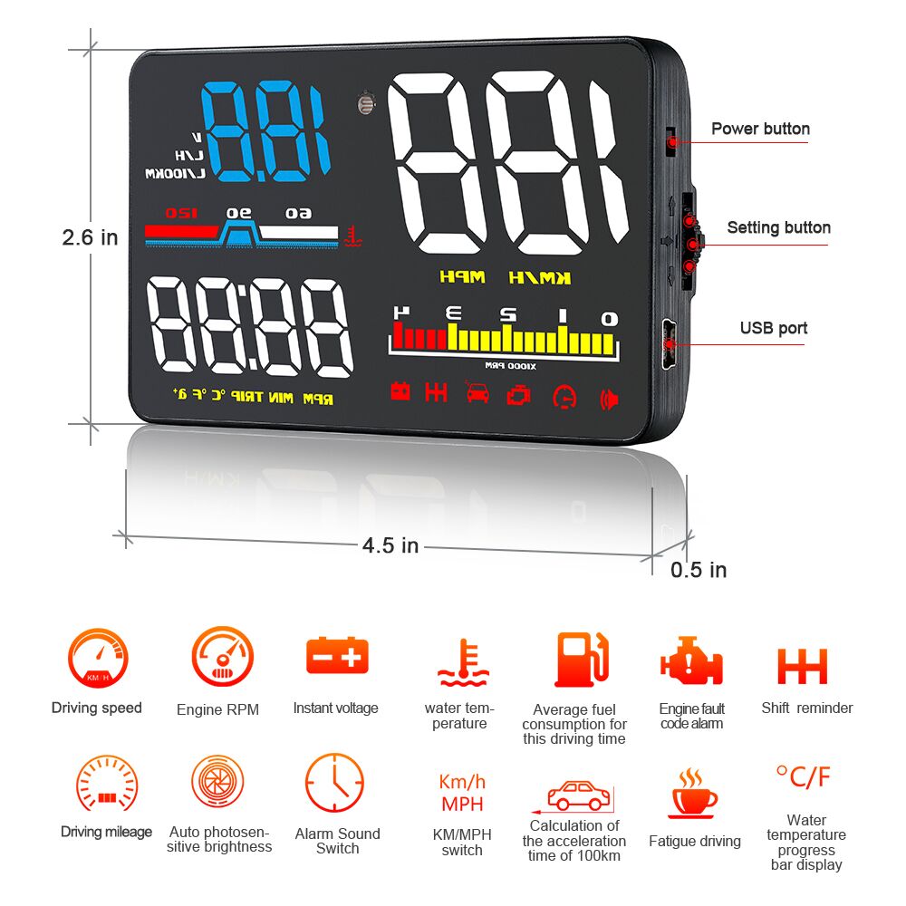 D5000 디지털 OBD2 자동차 앞유리 프로젝터 OB - Anemometer Wind Speed 리뷰 및 가격